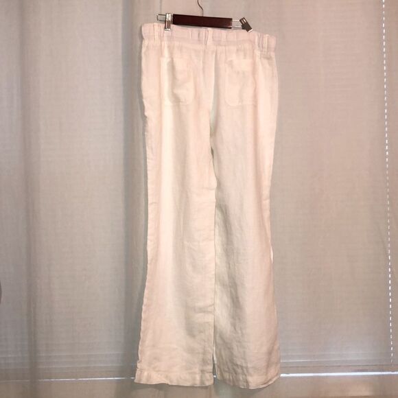 Tommy Hilfiger 10 White Linen Light Wide Leg Four Pocket Drawstring Pants - Picture 2 of 16